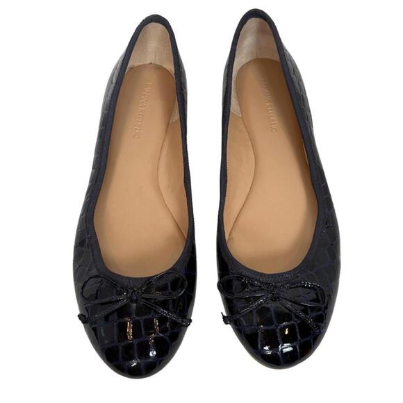 Banana Republic Leather Crocodile Embossed Navy Blue Ballet Flats Size: 9 - Picture 1 of 5